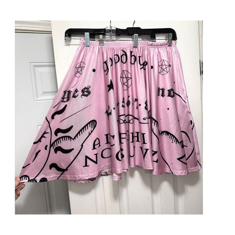 Plus Size XL 2X‎ 3X Witch Vamp Pink Ouija Board Skater Mini Skirt w/Pockets Goth